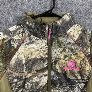 Mossy Oak Jacket Womens Size S Camouflage Pink Trim Full Zip Puffer Lightweight